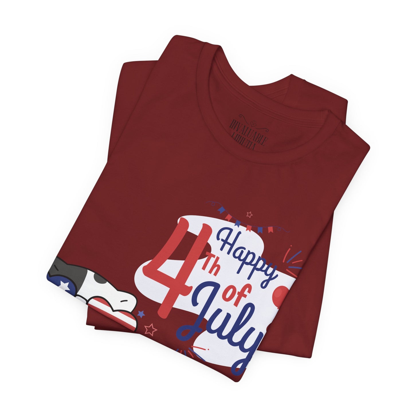 Patriotic Party Cat Tee – Happy 4th of July – Unisex Bella+Canvas Jersey Tee - 4th of July Tee