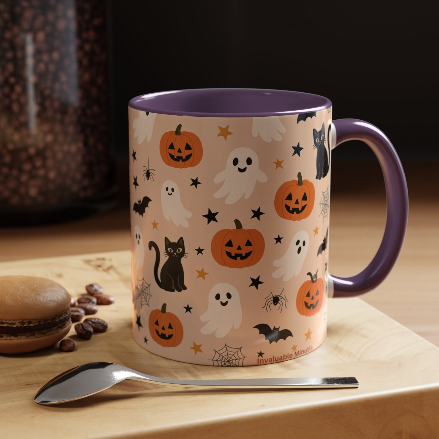 Halloween Color Accent Mug β Ghosts, Pumpkins & Black Cats, Fall Coffee Cup (11oz & 15oz) β Boutique Spooky Season Drinkware