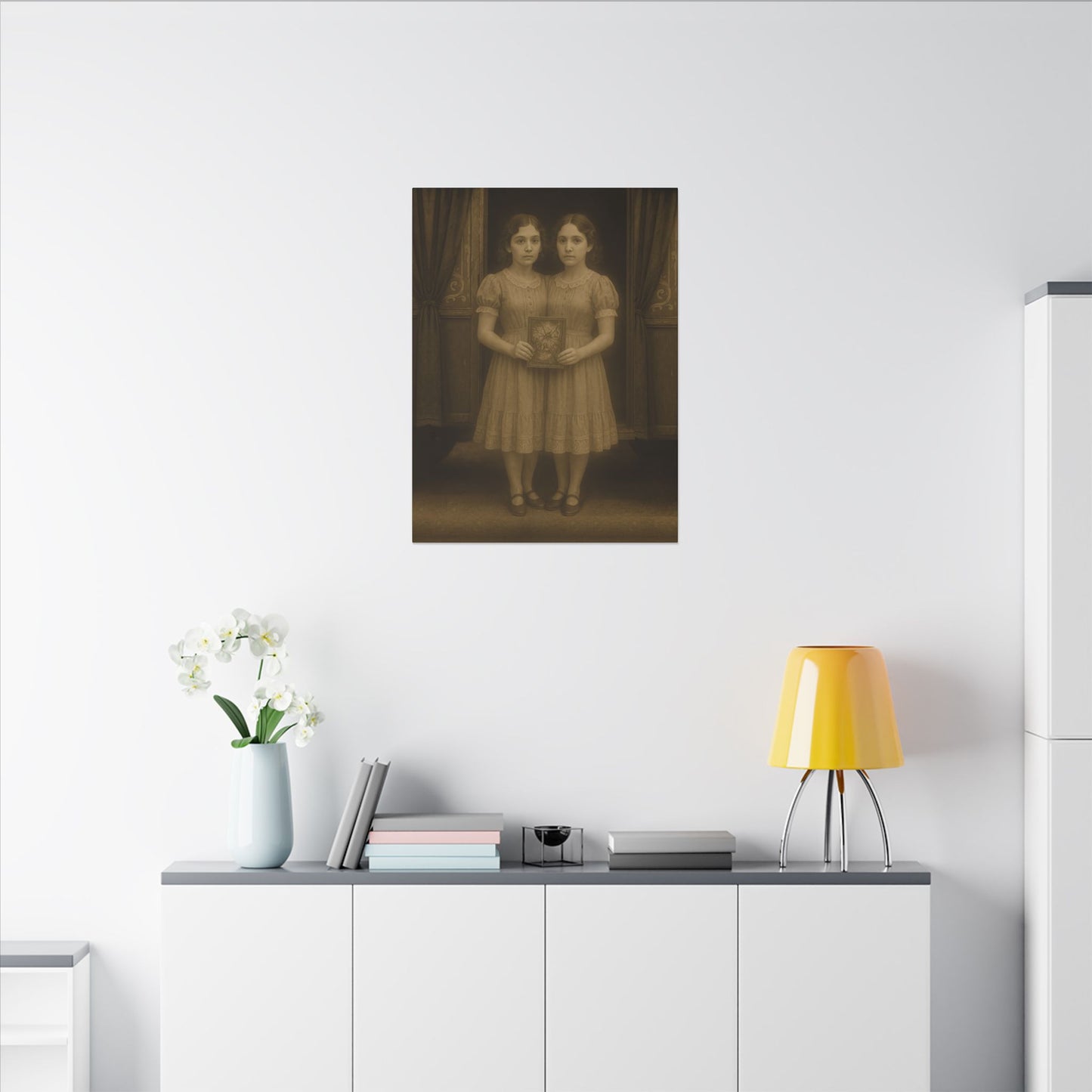 Conjoined Twins – Matte Canvas Print (Gallery-Wrapped) 0.75" – Vintage Circus-Inspired Canvas Wall Art