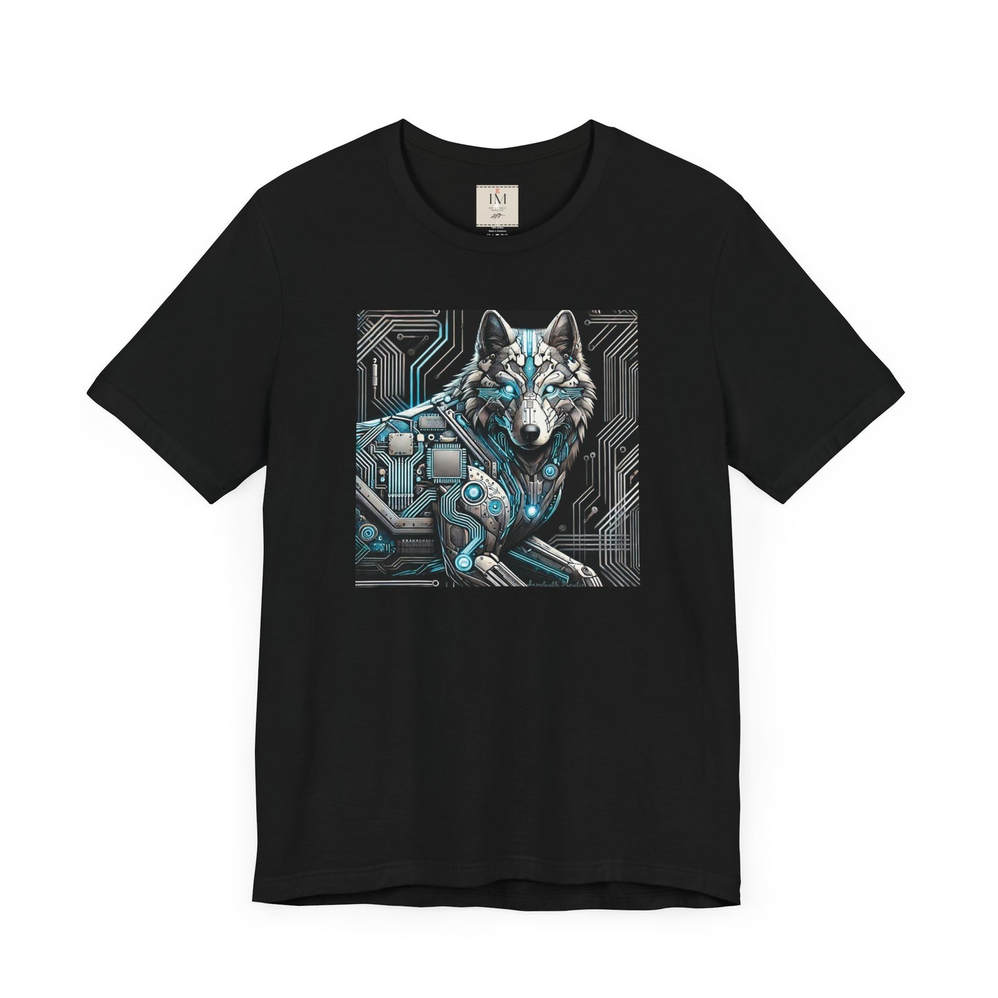 Tech Cyber Wolf Unisex Jersey Tee - Futuristic Animal Print Animal T-Shirt
