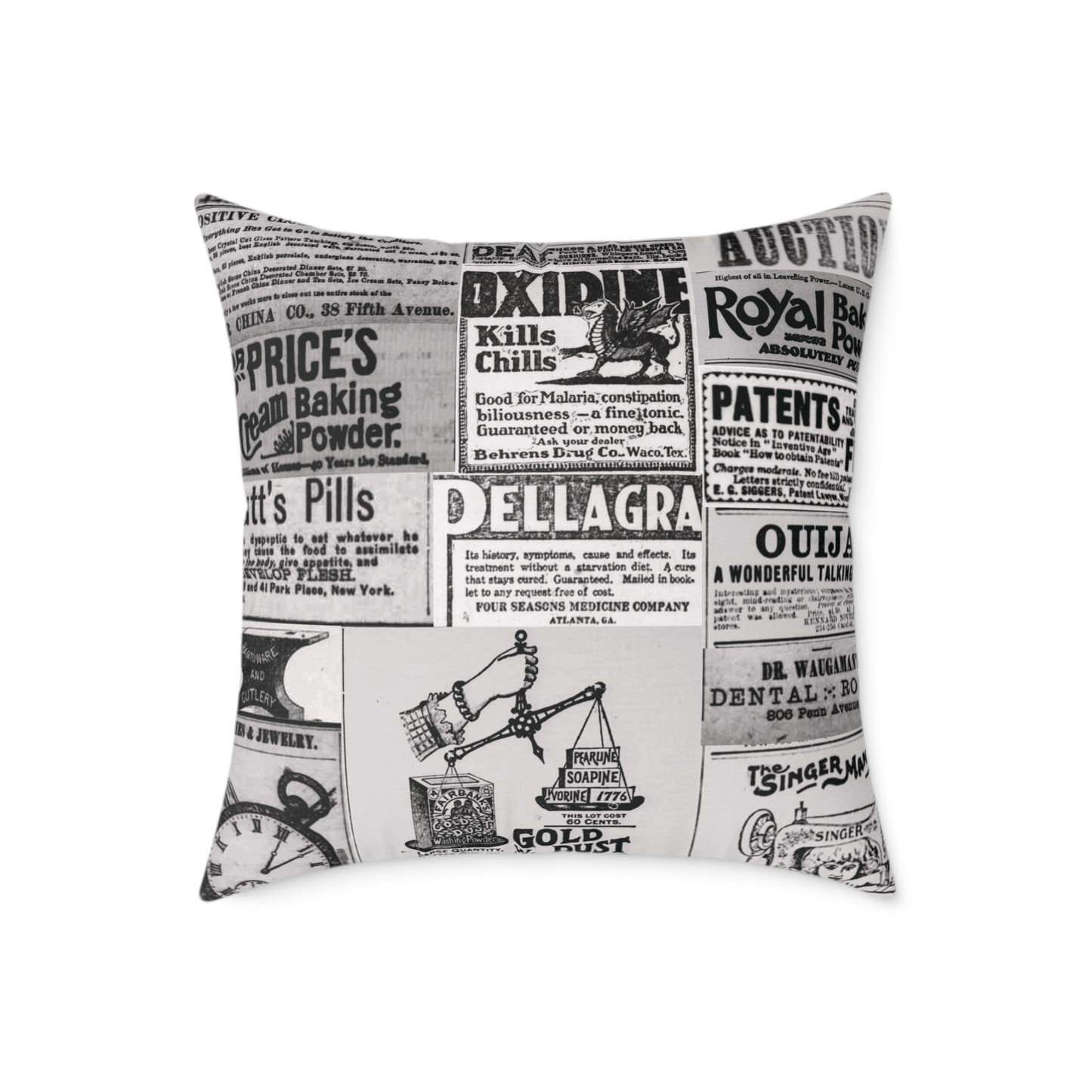 Occult Americana β Vintage Ads Collage Art - CanvasThrow Pillow