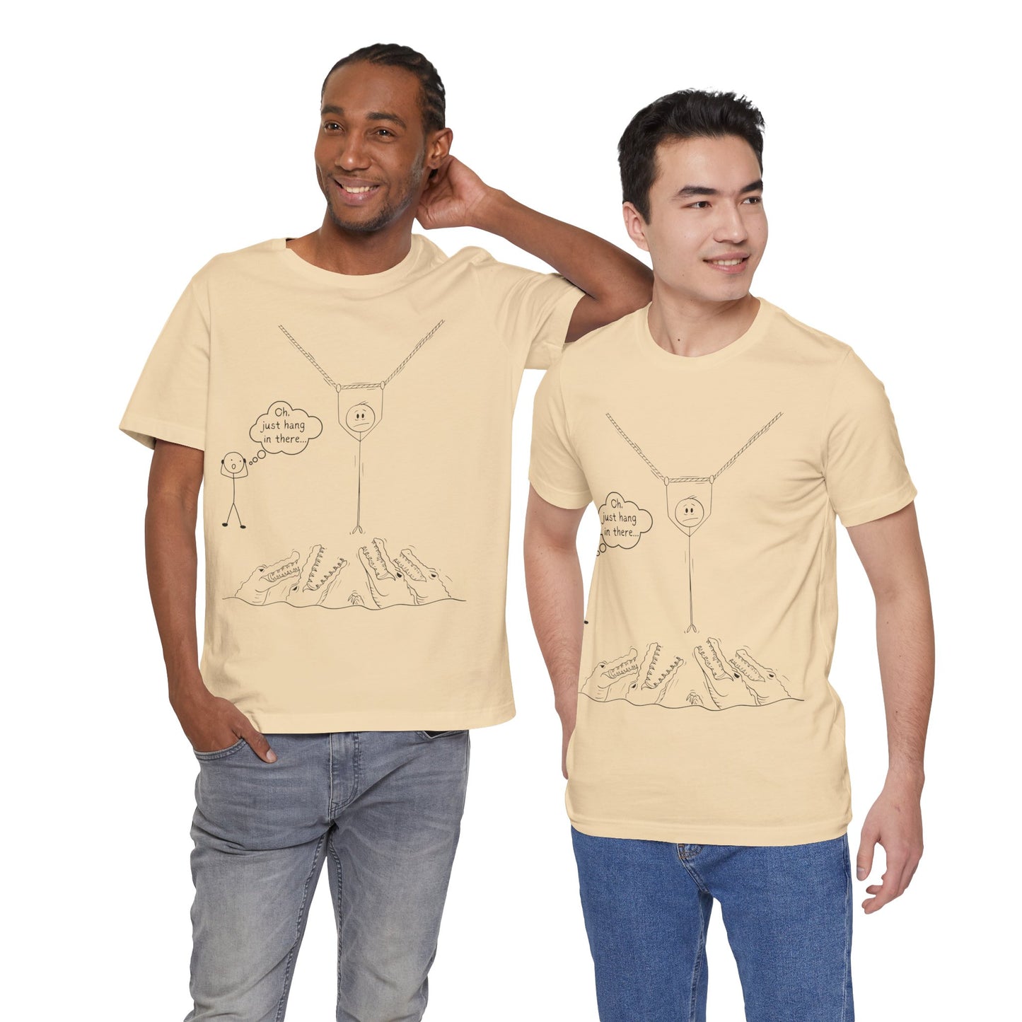 “Hang in There…” Stick Figure Tee | Dark Humor Graphic Shirt | Bella+Canvas Unisex