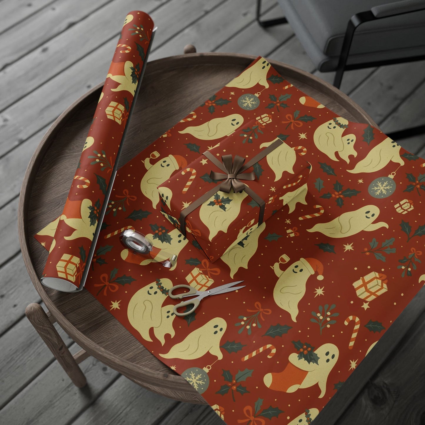 Vintage Holiday Ghosties - Luxury Holiday Wrapping Paper, Victorian Ghost Gift Wrap, 30" Roll (Matte/Gloss)