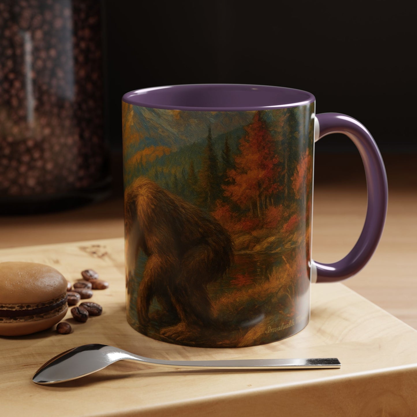 Bigfoot River Scene Mug | Autumn Wilderness Accent Coffee Mug (11oz/15oz)