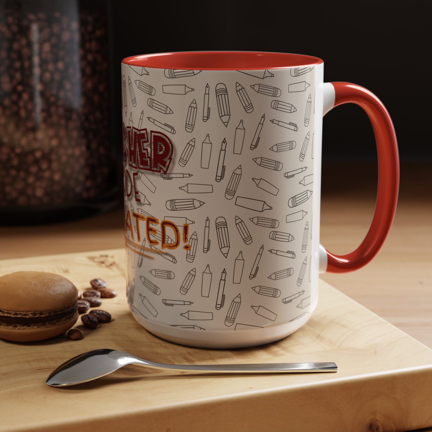 Funny Teacher Coffee Mug – Back to School Gift – “Teacher Mode Activated” – Color Accent 11oz 15oz – Classroom Decor – Durable Ceramic – Education Life