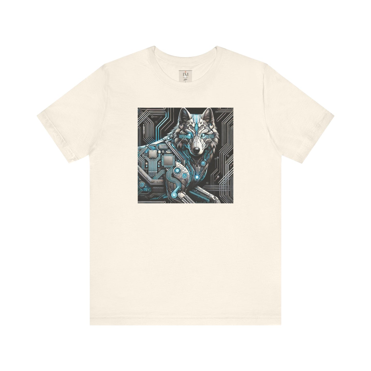 Tech Cyber Wolf Unisex Jersey Tee - Futuristic Animal Print Animal T-Shirt