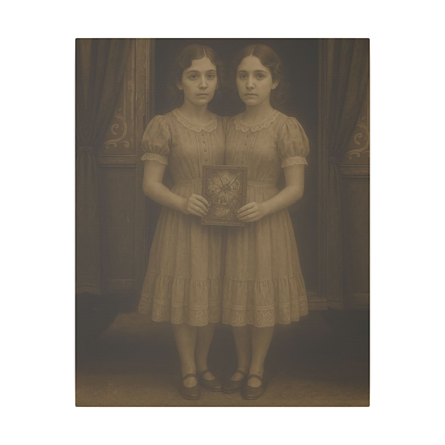 Conjoined Twins – Matte Canvas Print (Gallery-Wrapped) 0.75" – Vintage Circus-Inspired Canvas Wall Art