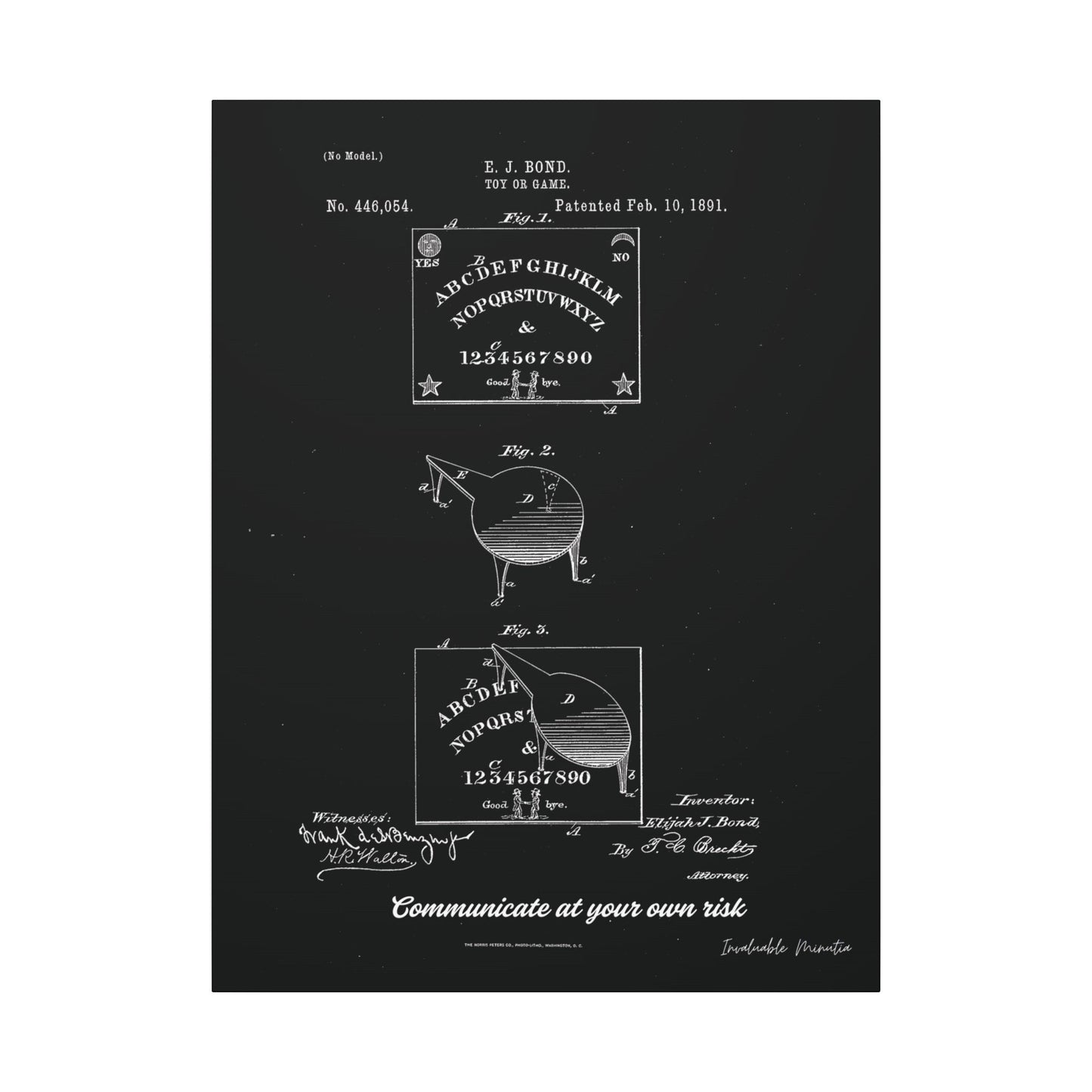 Ouija Board Patent Print (1891) – Gothic Spirit Board Canvas Wall Art
