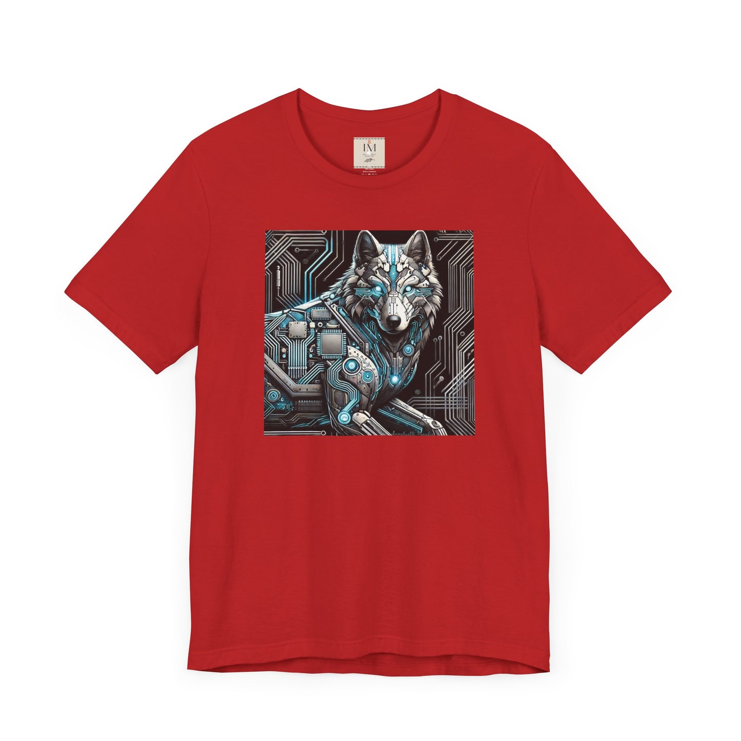 Tech Cyber Wolf Unisex Jersey Tee - Futuristic Animal Print Animal T-Shirt