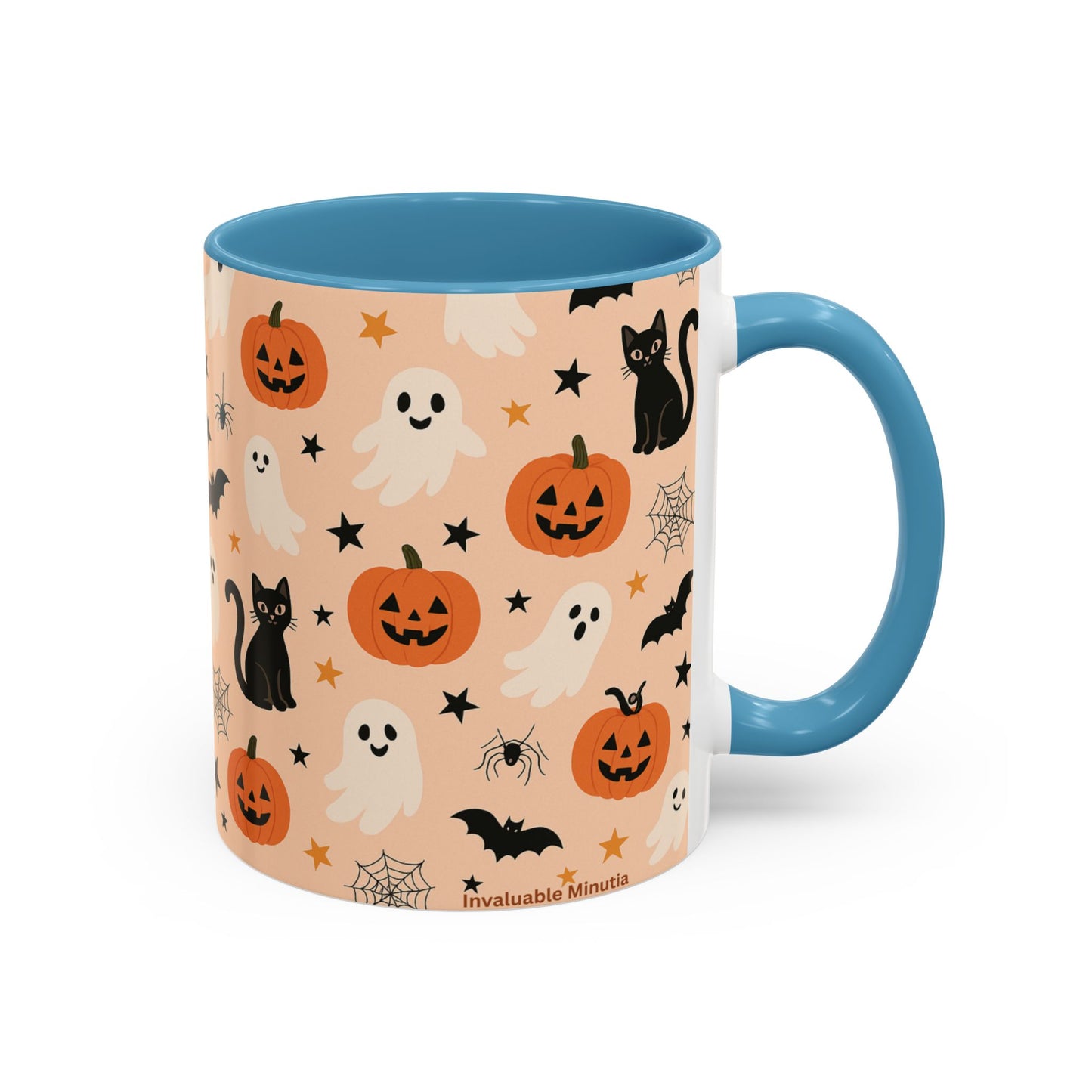 Halloween Color Accent Mug β Ghosts, Pumpkins & Black Cats, Fall Coffee Cup (11oz & 15oz) β Boutique Spooky Season Drinkware