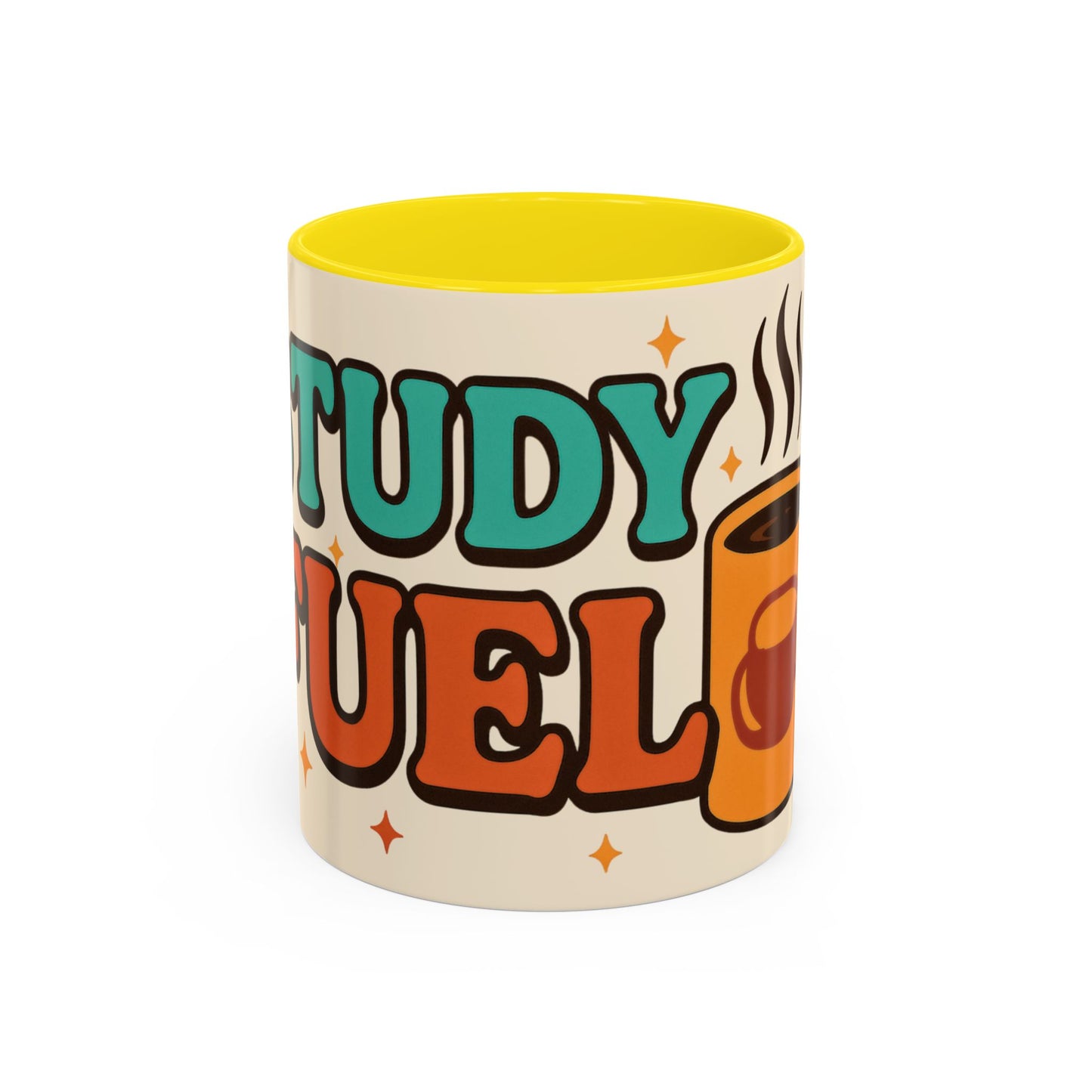 Study Fuel Color Accent Mug (11oz/15oz) – Retro Teacher/Student Coffee Cup • Back to School • Durable Ceramic