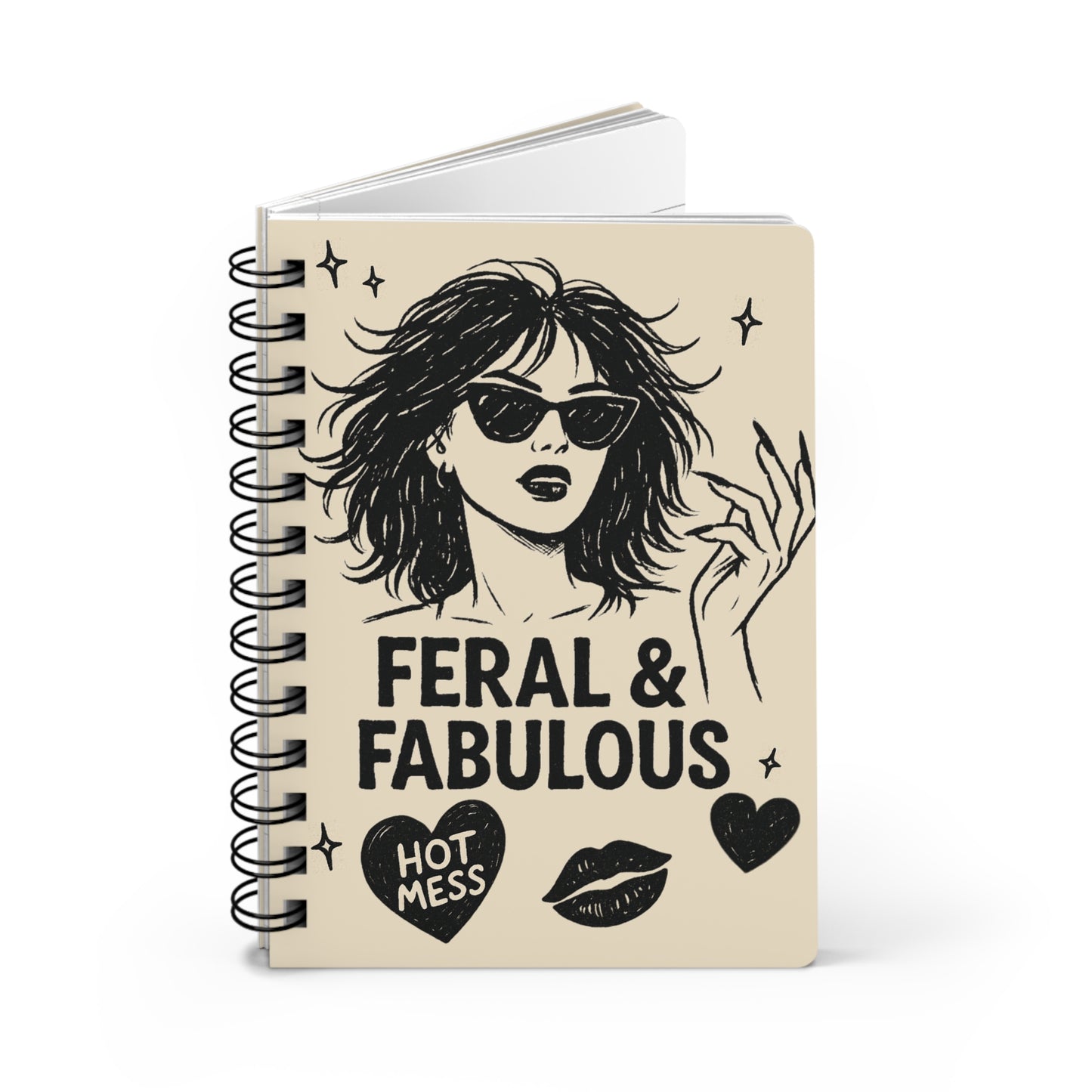 Feral & Fabulous Lined Spiral Notebook – Matte Hardcover Journal with Gloss Finish
