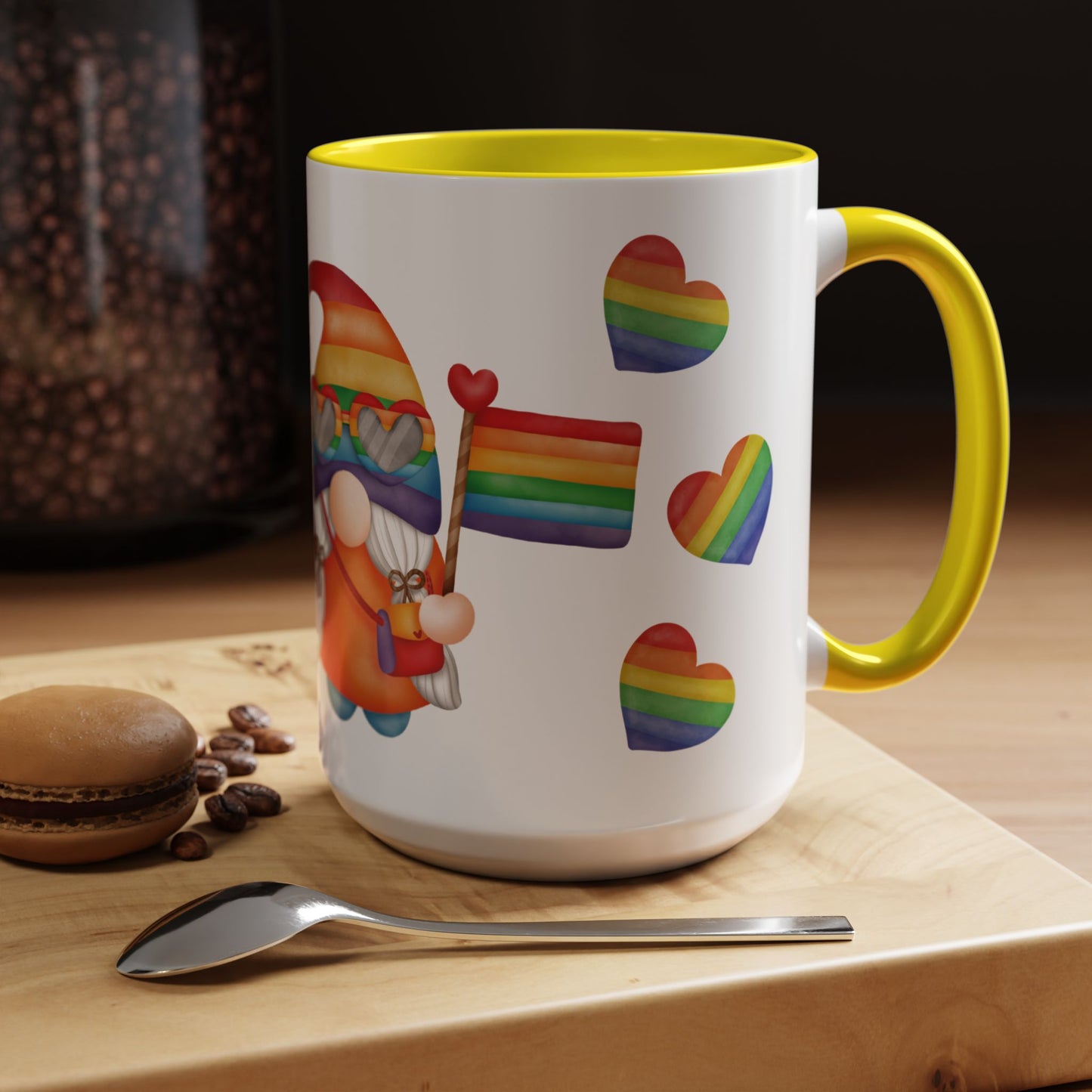 Pride Gnome Accent Mug | Rainbow Love Coffee Cup | 11oz & 15oz