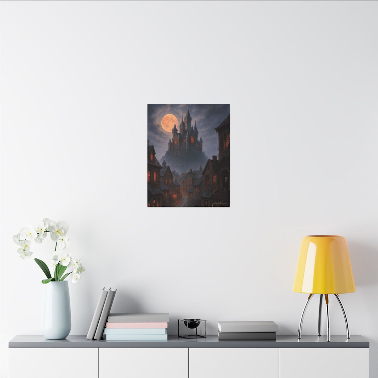 Haunted Hilltop Castle Canvas Print – Gothic Halloween Wall Art for Spooky Season Decor