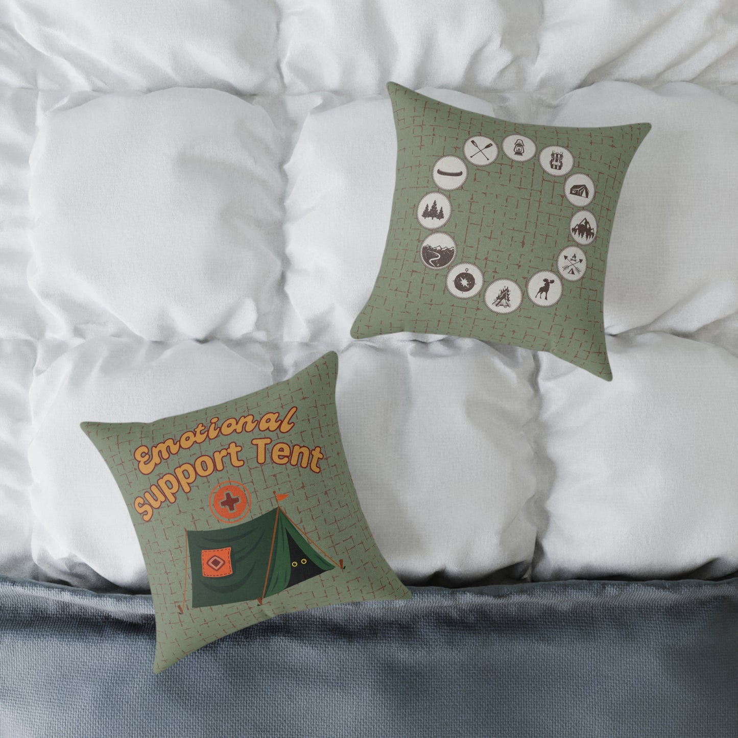 Fun Camping Decor Pillow - Emotional Support Tent β Boutique Canvas Throw Pillow