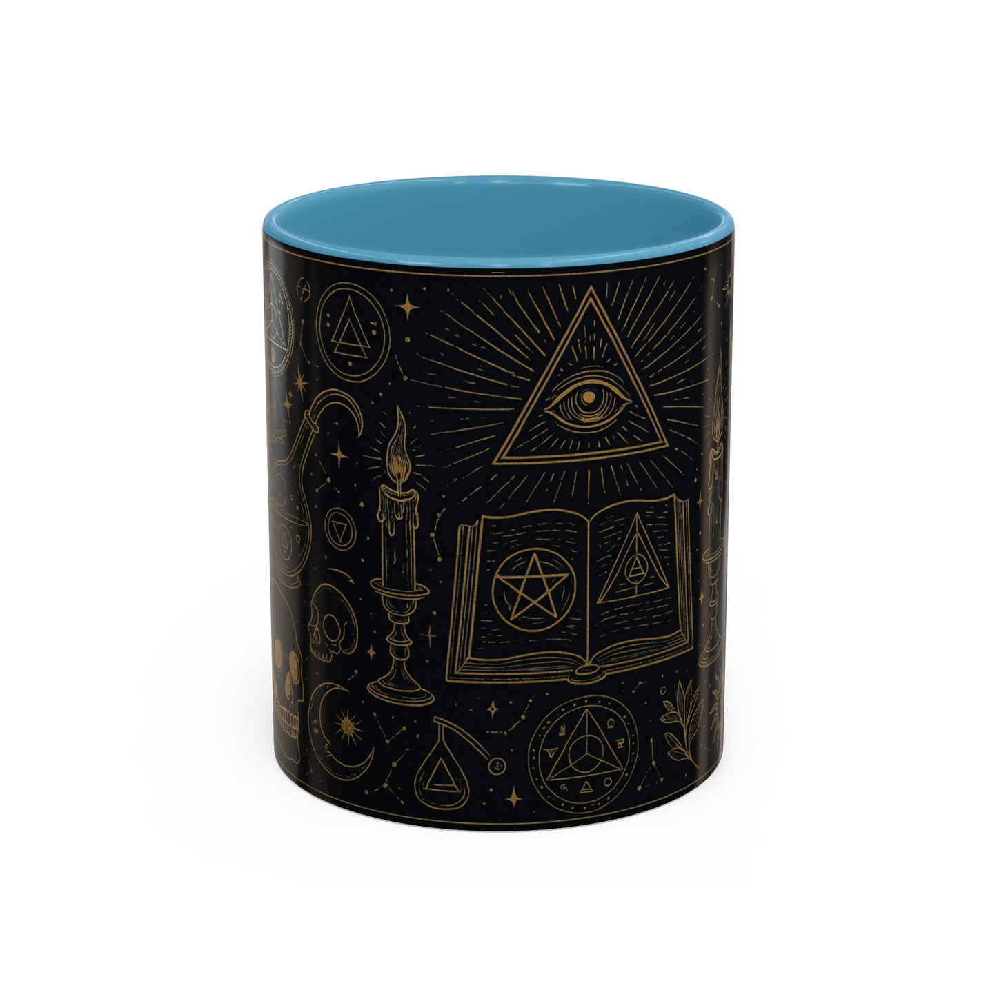 Witchy Aesthetic Coffee Mug โ 15oz Black & Purple Ceramic with Occult Symbols โ Goth Kitchen Decor, Halloween Gift Idea - 11oz/15oz