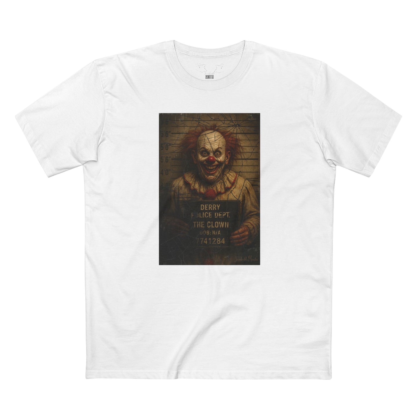 Creepy Clown Mugshot T-Shirt โ Premium AS Colour 5001 Horror Tee