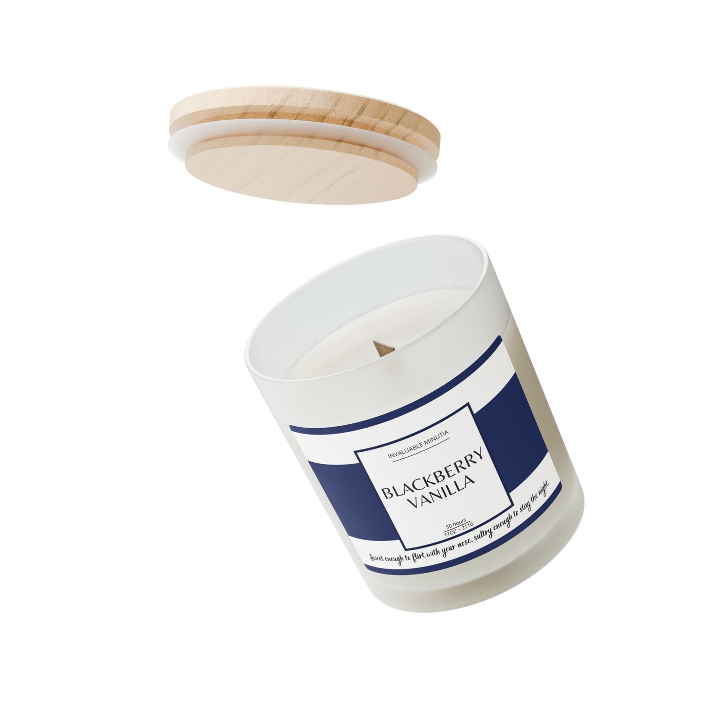 11oz Frosted Glass Natural Soy Wax Candle with Wooden Wick – Available in 9 Scents