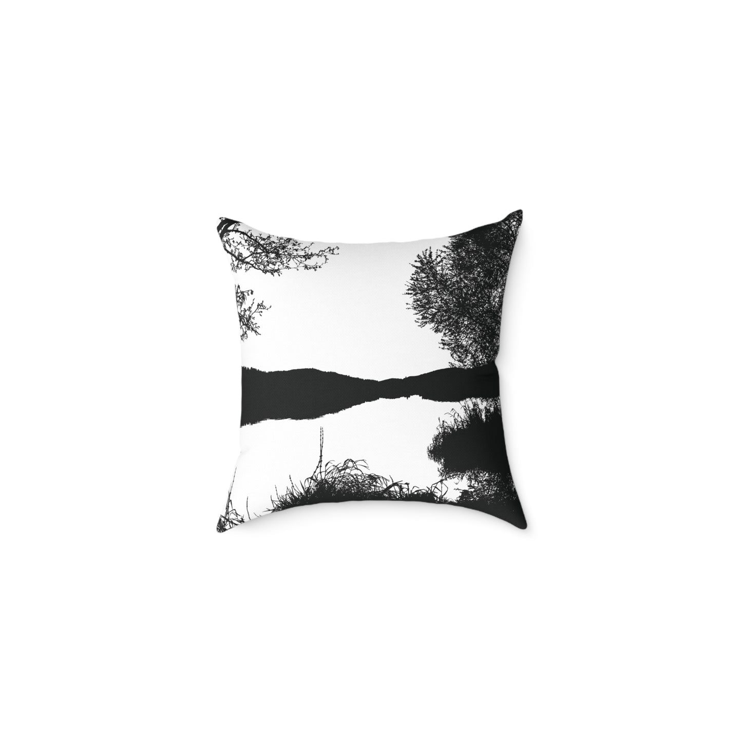 Stillwater Divide Silhouette Pillow β Liminal Lake Vibes for Moody Minimalists - Canvas Throw Pillow Home Decor