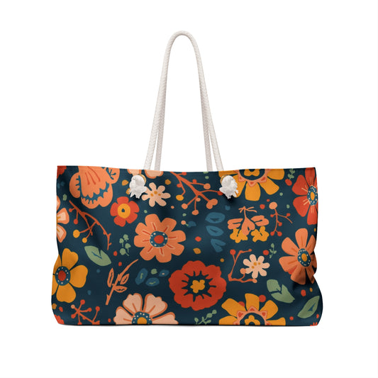 Retro Floral Weekender Tote Bag