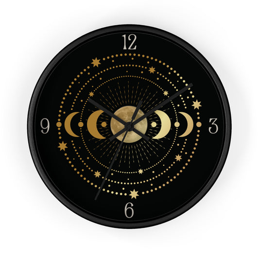 Moon Phase Wall Clock – Gold Celestial Lunar 10" Decor
