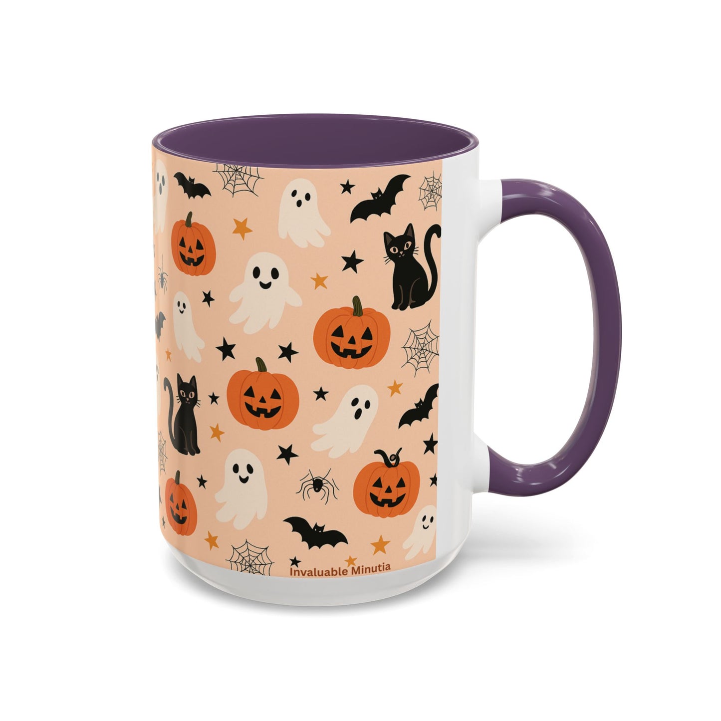 Halloween Color Accent Mug β Ghosts, Pumpkins & Black Cats, Fall Coffee Cup (11oz & 15oz) β Boutique Spooky Season Drinkware