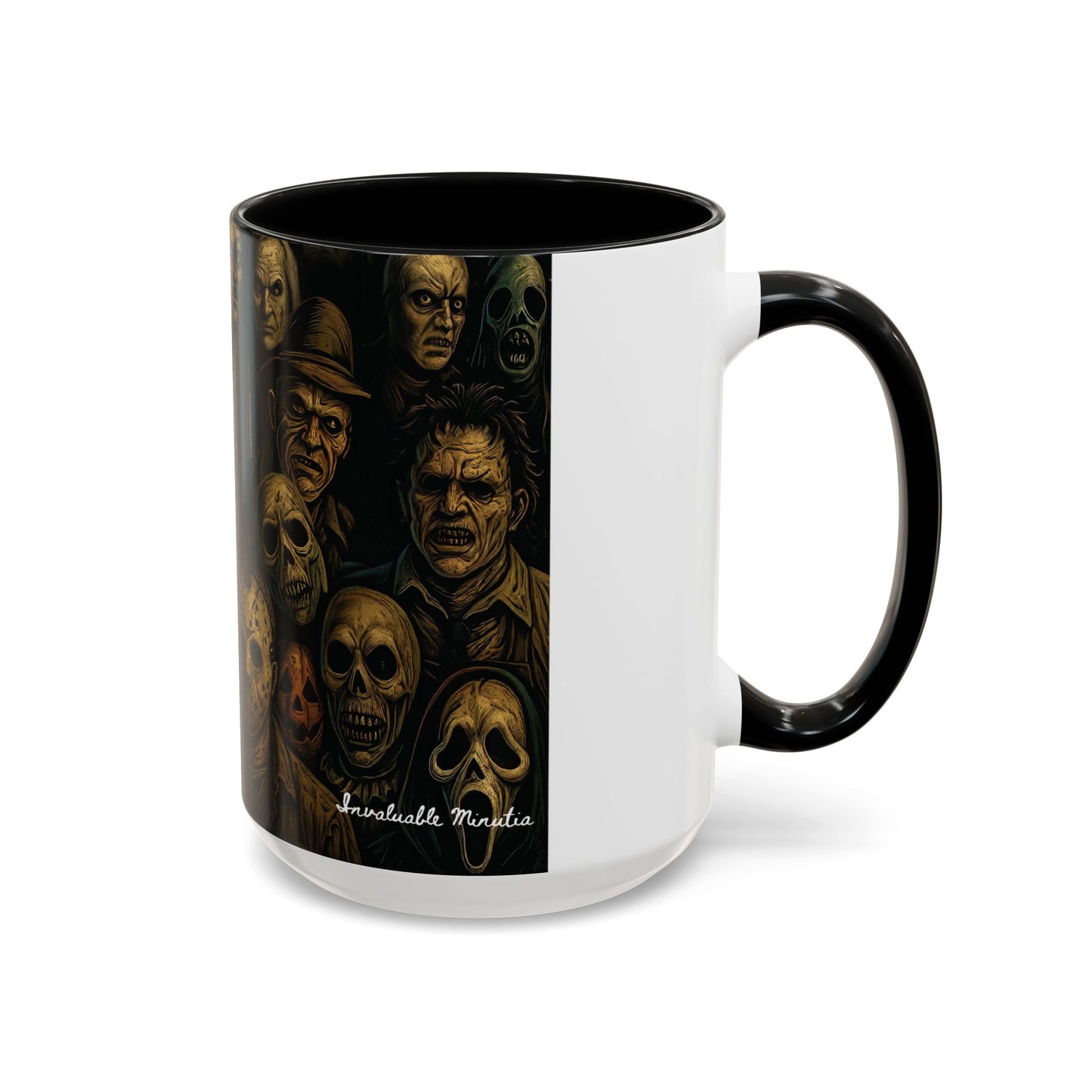 Horror Villain Collage Mug – 15oz & 11oz Ceramic Coffee Mug – Slasher Icons Halloween Gift – Goth Horrorcore Kitchen Decor