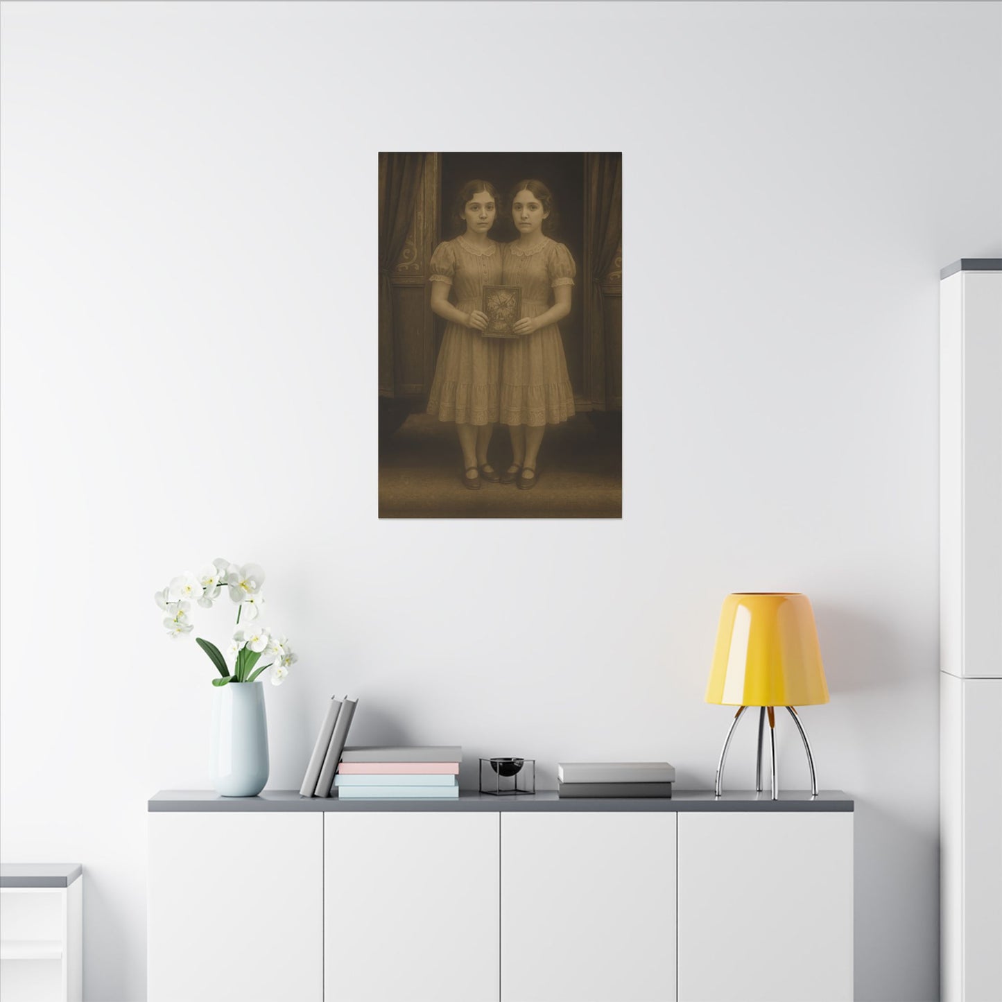 Conjoined Twins – Matte Canvas Print (Gallery-Wrapped) 0.75" – Vintage Circus-Inspired Canvas Wall Art