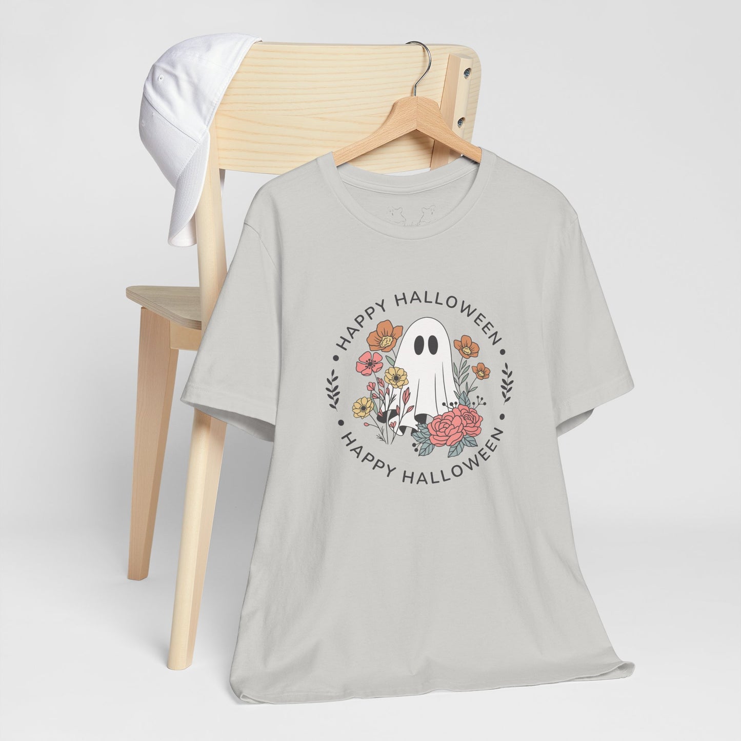 Happy Halloween Floral Ghost Tee – Bella+Canvas 3001
