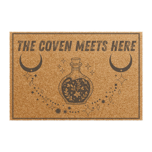 The Coven Meets Here Doormat â Witchy Welcome Mat, Gothic Halloween Porch DĂ©cor