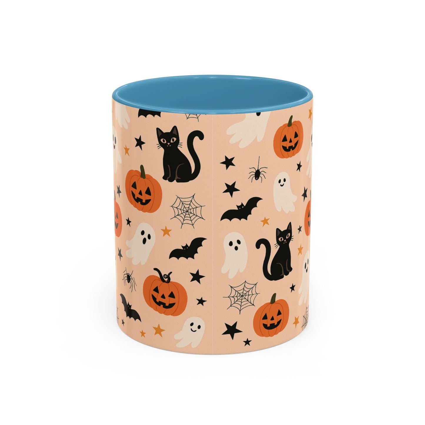 Halloween Color Accent Mug β Ghosts, Pumpkins & Black Cats, Fall Coffee Cup (11oz & 15oz) β Boutique Spooky Season Drinkware