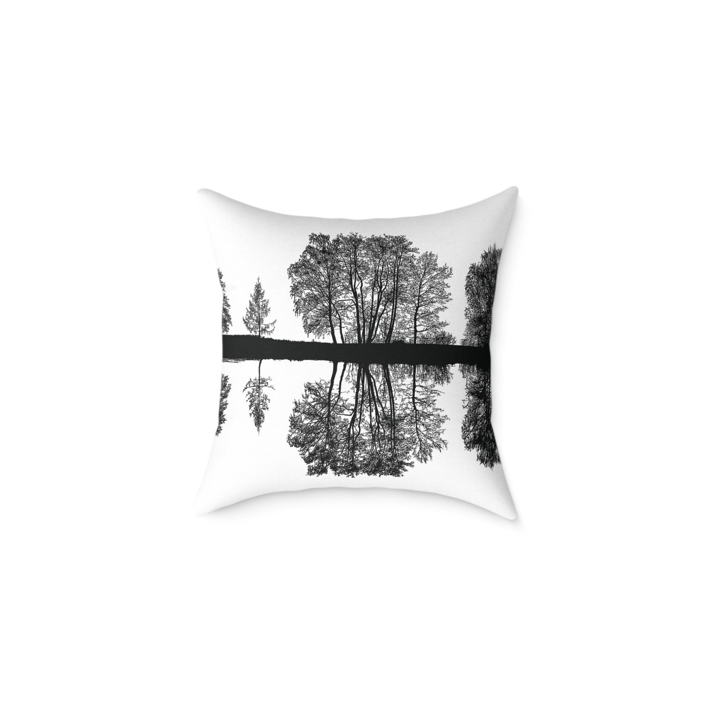 Reflection Forest Silhouette Tree Throw Pillow β Photo Silhouette Landscape Accent for Liminal Souls - Canvas Throw Pillow