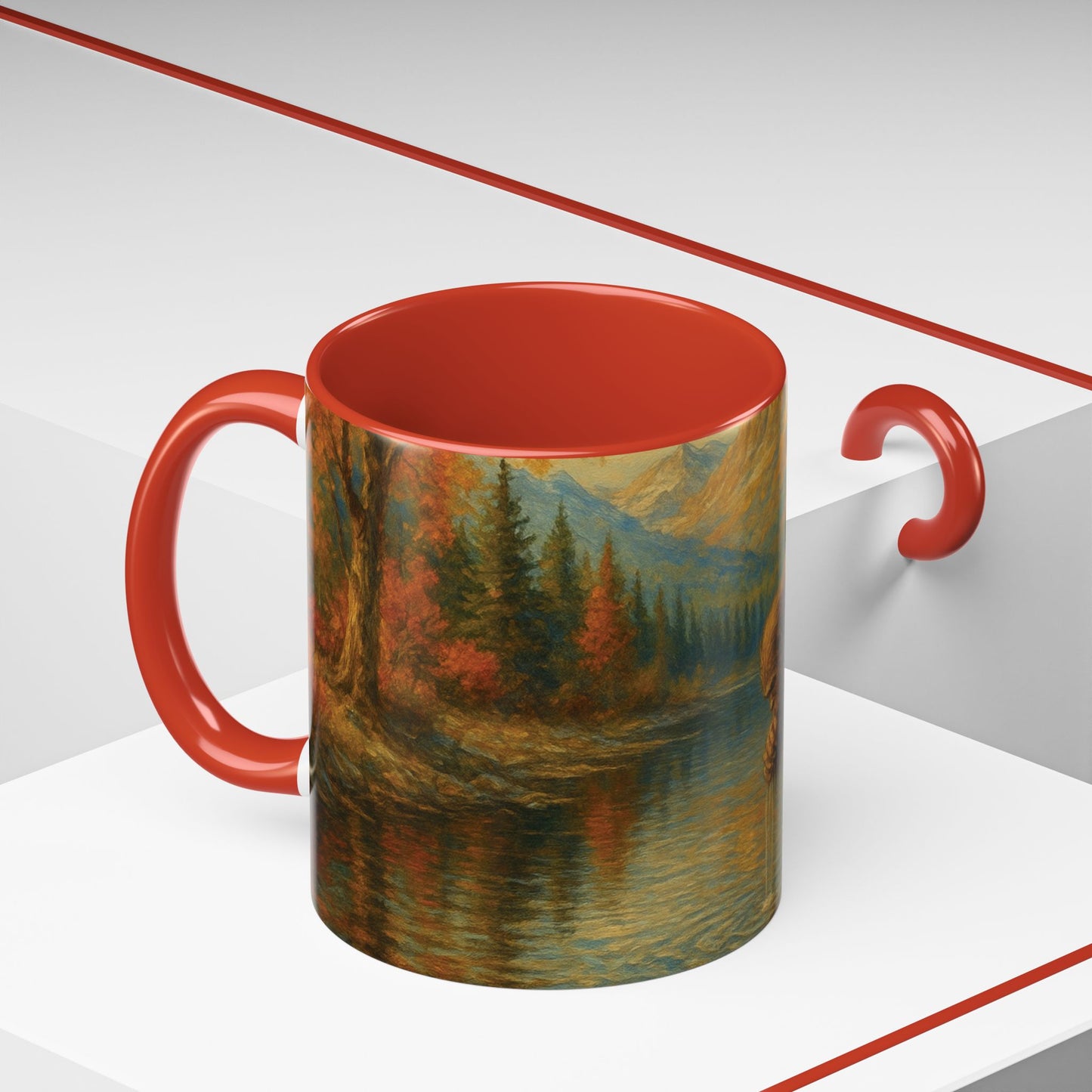 Bigfoot River Scene Mug | Autumn Wilderness Accent Coffee Mug (11oz/15oz)