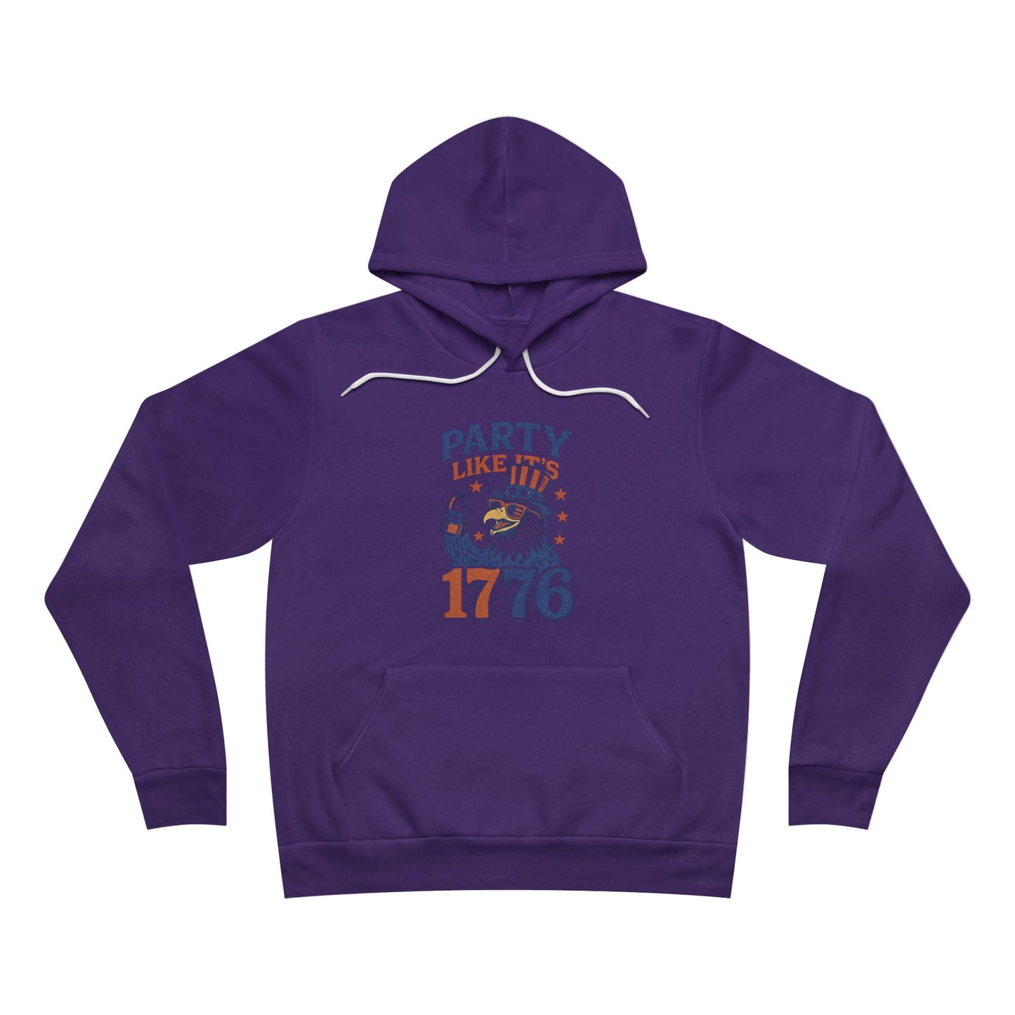 Party Like It’s 1776 – Funny Patriotic Hoodie, Drunk Eagle, Bella+Canvas 3719 Pullover Sweatshirt