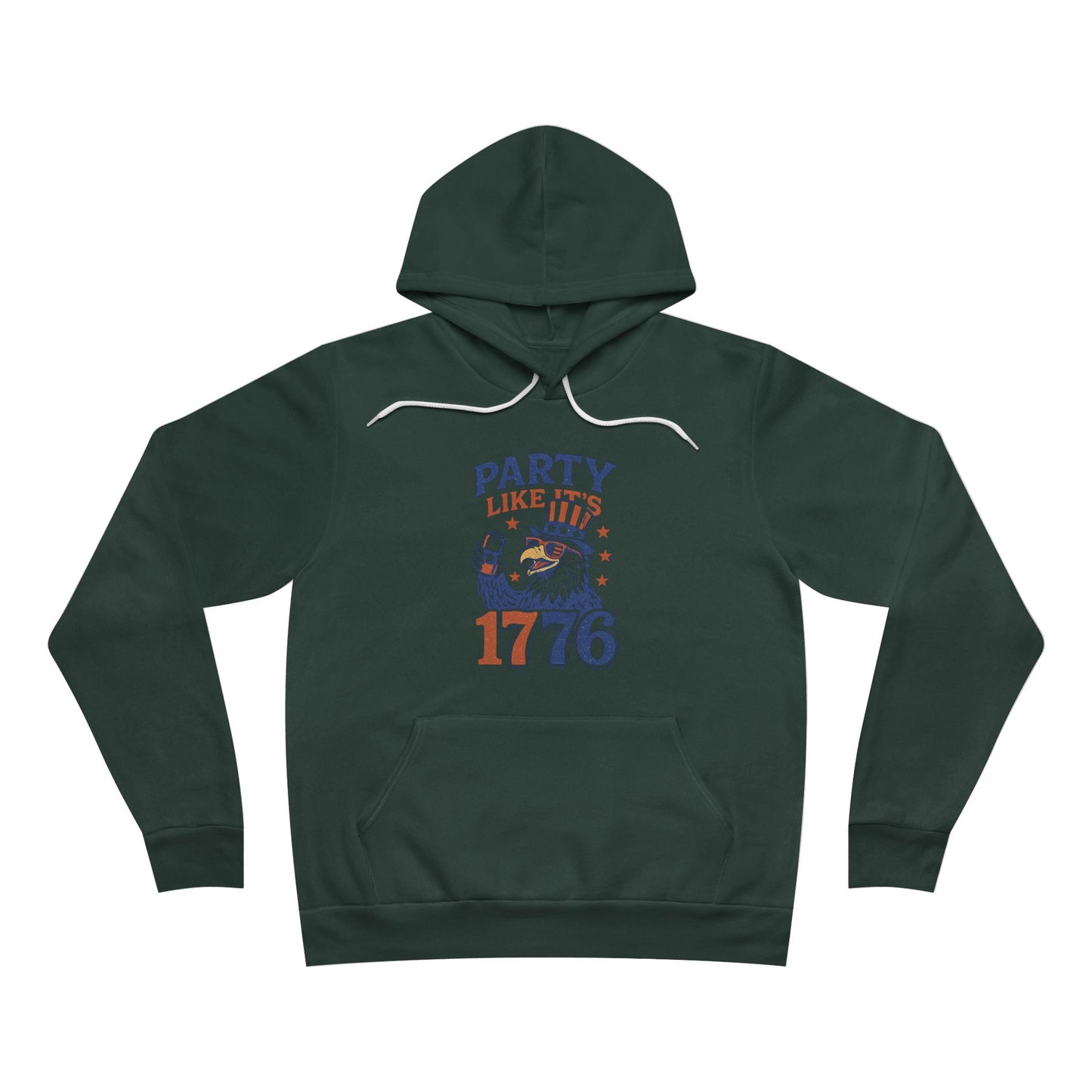 Party Like It’s 1776 – Funny Patriotic Hoodie, Drunk Eagle, Bella+Canvas 3719 Pullover Sweatshirt