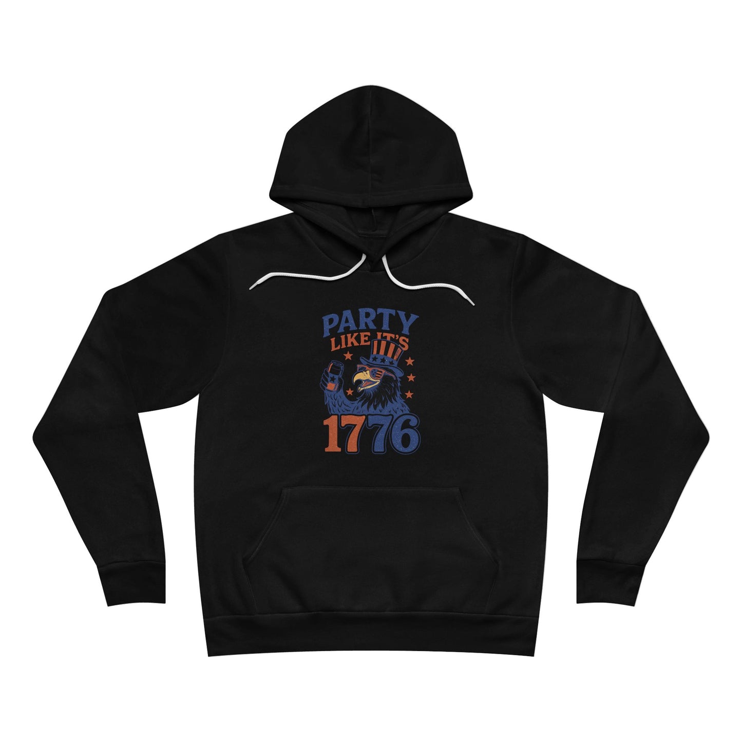 Party Like It’s 1776 – Funny Patriotic Hoodie, Drunk Eagle, Bella+Canvas 3719 Pullover Sweatshirt