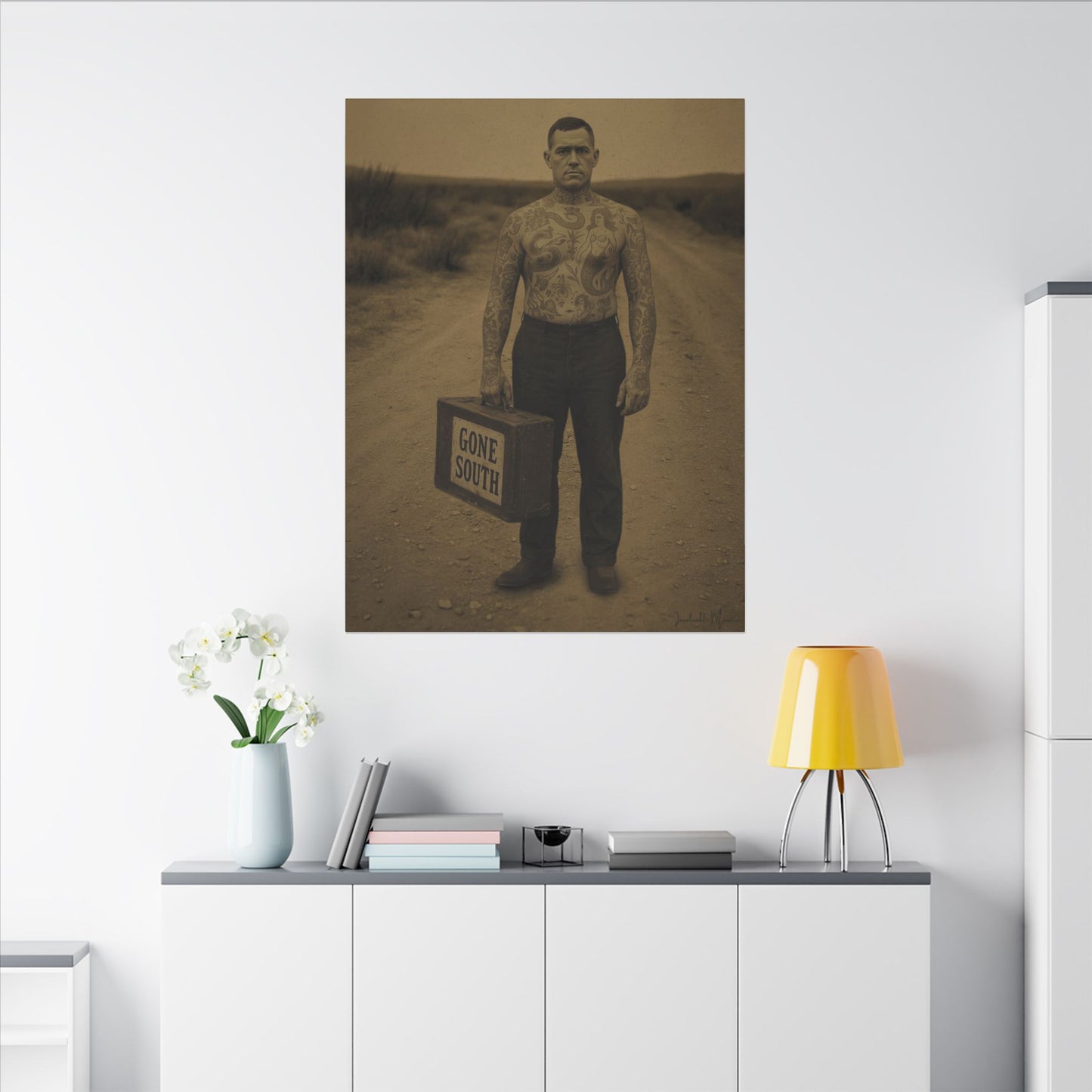 The Tattooed Man – Matte Canvas Print (Gallery-Wrapped) 0.75" – Vintage Circus-Inspired Canvas Wall Art
