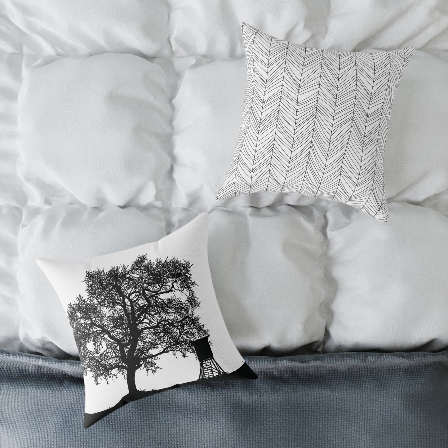 Lone Tree & Water Tower Silhouette Throw Pillow β Dark Countrycore Accent for Moody Spaces Home Decor Throw Pillows