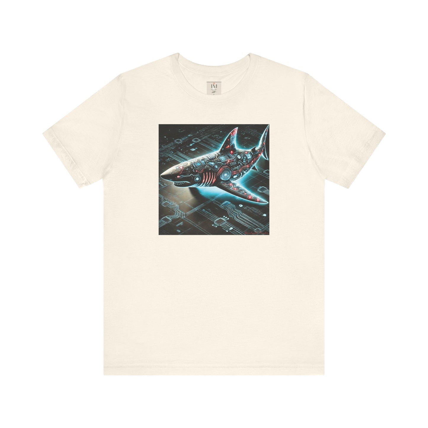 Cyber Shark Unisex Jersey Tee - Futuristic Ocean Design Tech T-Shirt