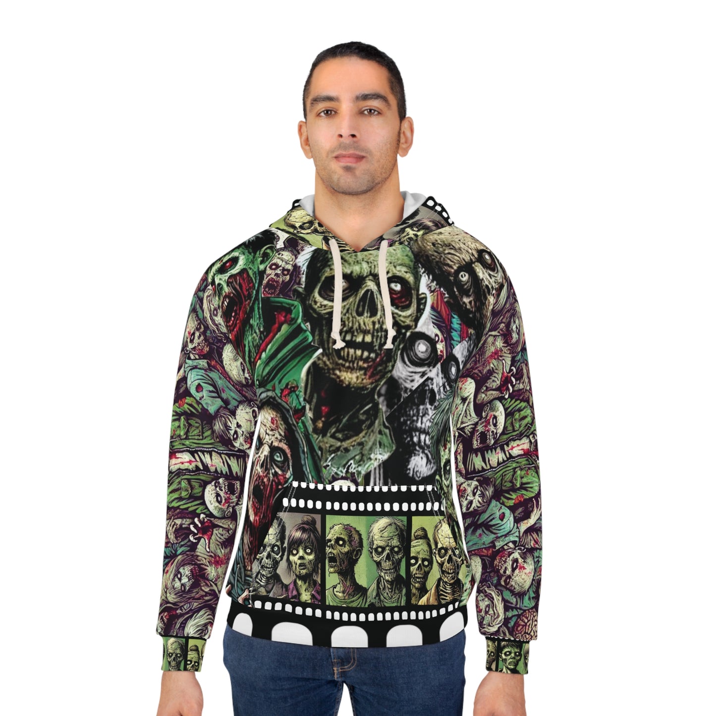 Zombie Apocalypse AOP Pullover Hoodie | All Over Print Horror Hoodie | Custom Gothic Hoodie | Halloween Streetwear | Zombie Graphic Design