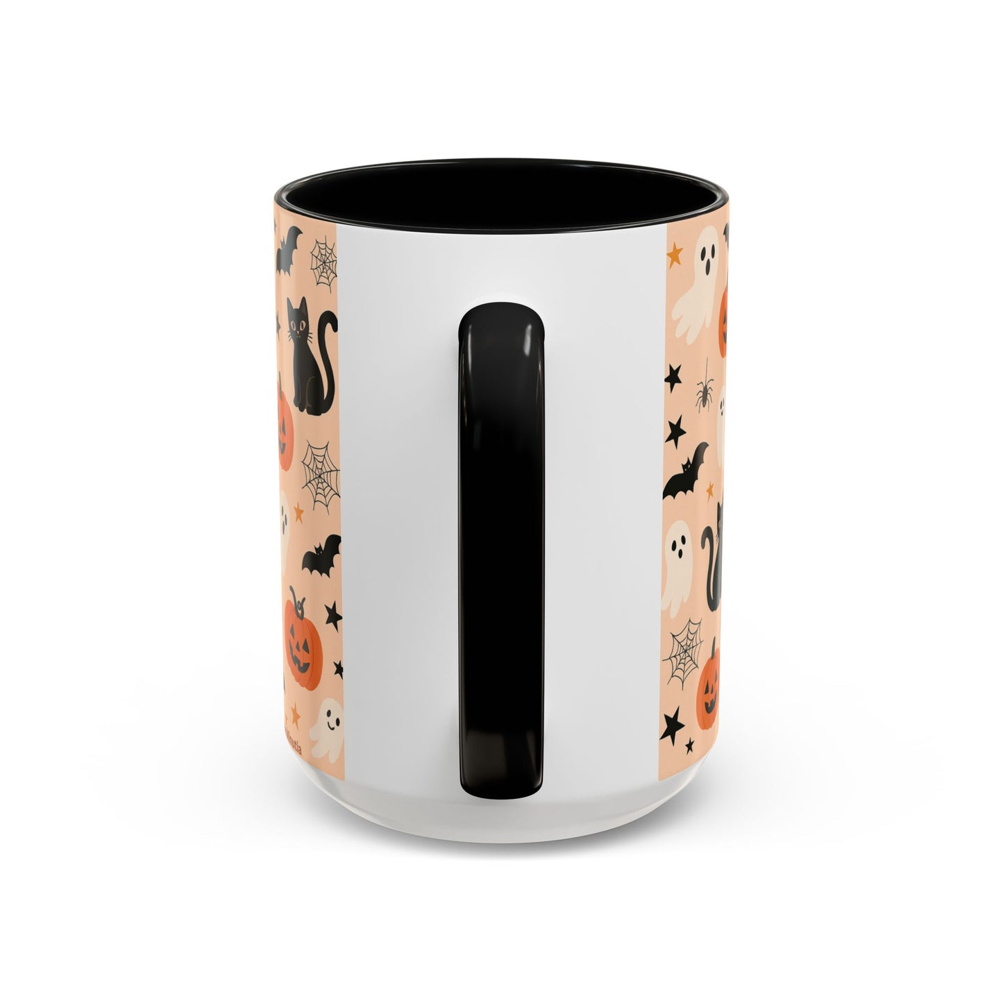 Halloween Color Accent Mug β Ghosts, Pumpkins & Black Cats, Fall Coffee Cup (11oz & 15oz) β Boutique Spooky Season Drinkware