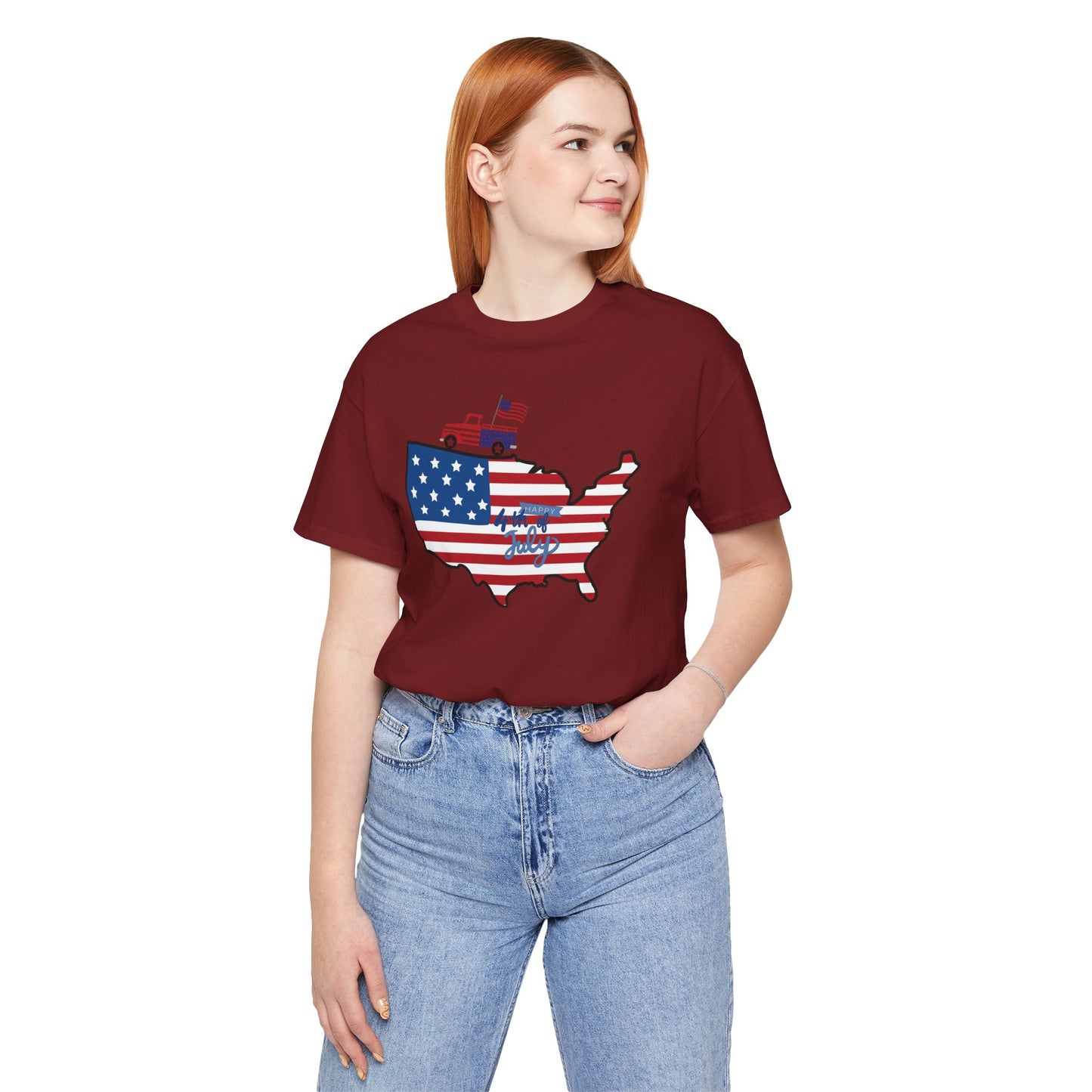 All-American USA Map & Truck Tee β Unisex Bella+Canvas Jersey Tee - 4th of July T-Shirt