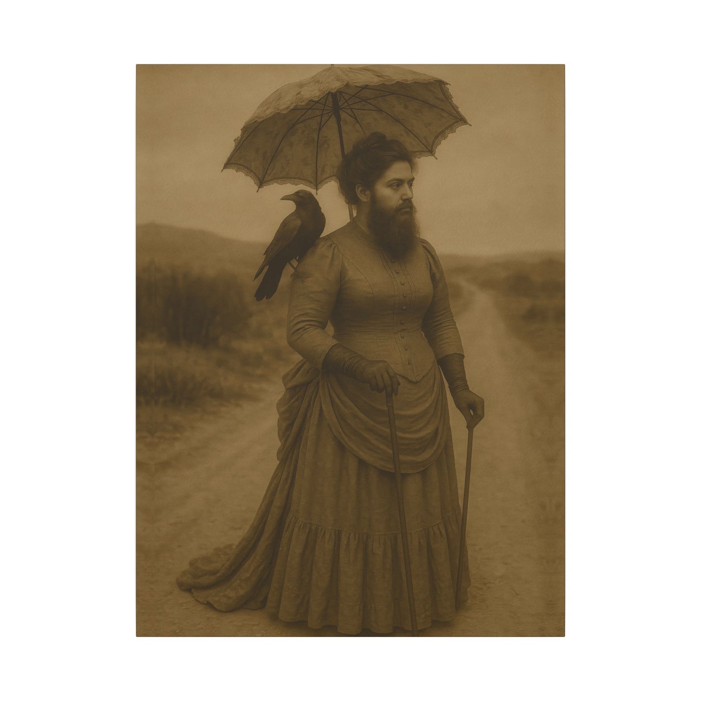 Bearded Lady with Crow β Matte Canvas Print (Gallery-Wrapped) 0.75"