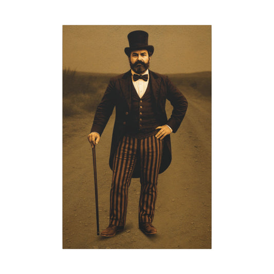 Cirkusdirektören â Canvastavla inspirerad av vintagecirkusen â Matt canvastryck (galleriinslagning) 1,8 cm