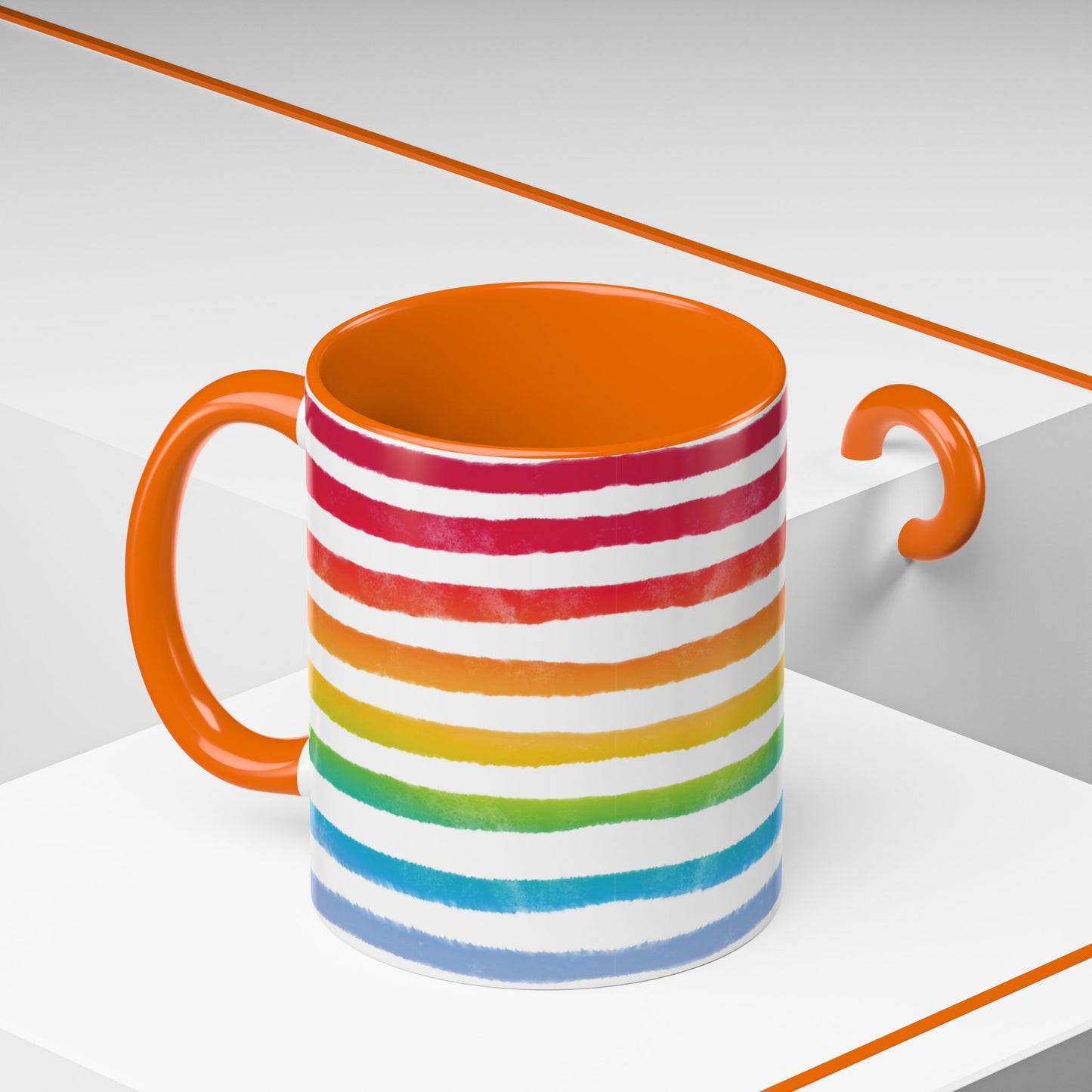 π Bold Rainbow Stripes Pride Mug | 11oz/15oz | Purple Accent