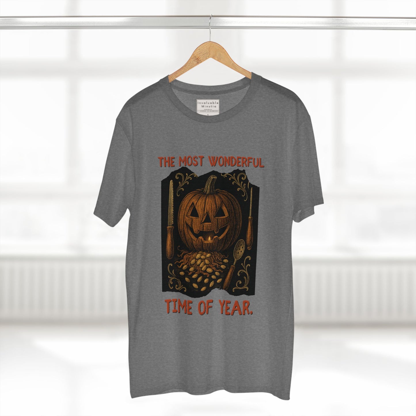 Halloween Jack-O’-Lantern Tee – “The Most Wonderful Time of Year” Vintage Pumpkin Carving Shirt | AS Colour 5001 Unisex