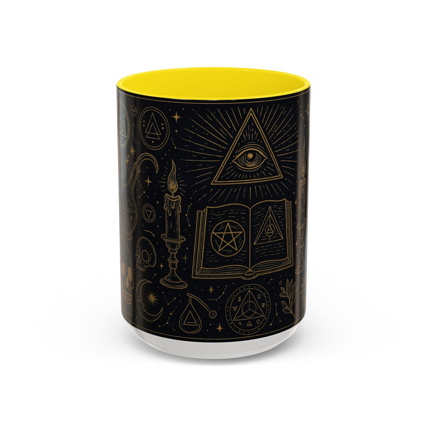 Witchy Aesthetic Coffee Mug โ 15oz Black & Purple Ceramic with Occult Symbols โ Goth Kitchen Decor, Halloween Gift Idea - 11oz/15oz