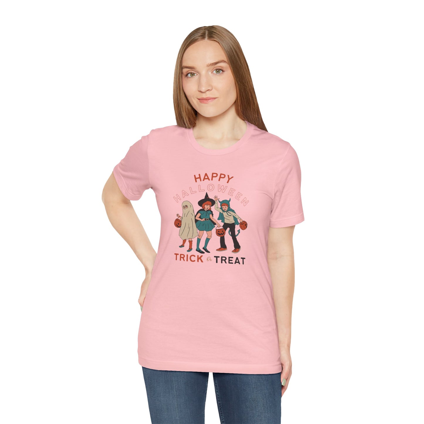 Happy Halloween Trick or Treat Vintage Vibe Tee โ Bella+Canvas 3001