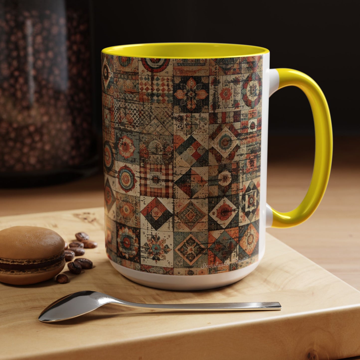 Boho Patchwork Quilt Mug | Vintage Accent Coffee Mug (11oz/15oz)