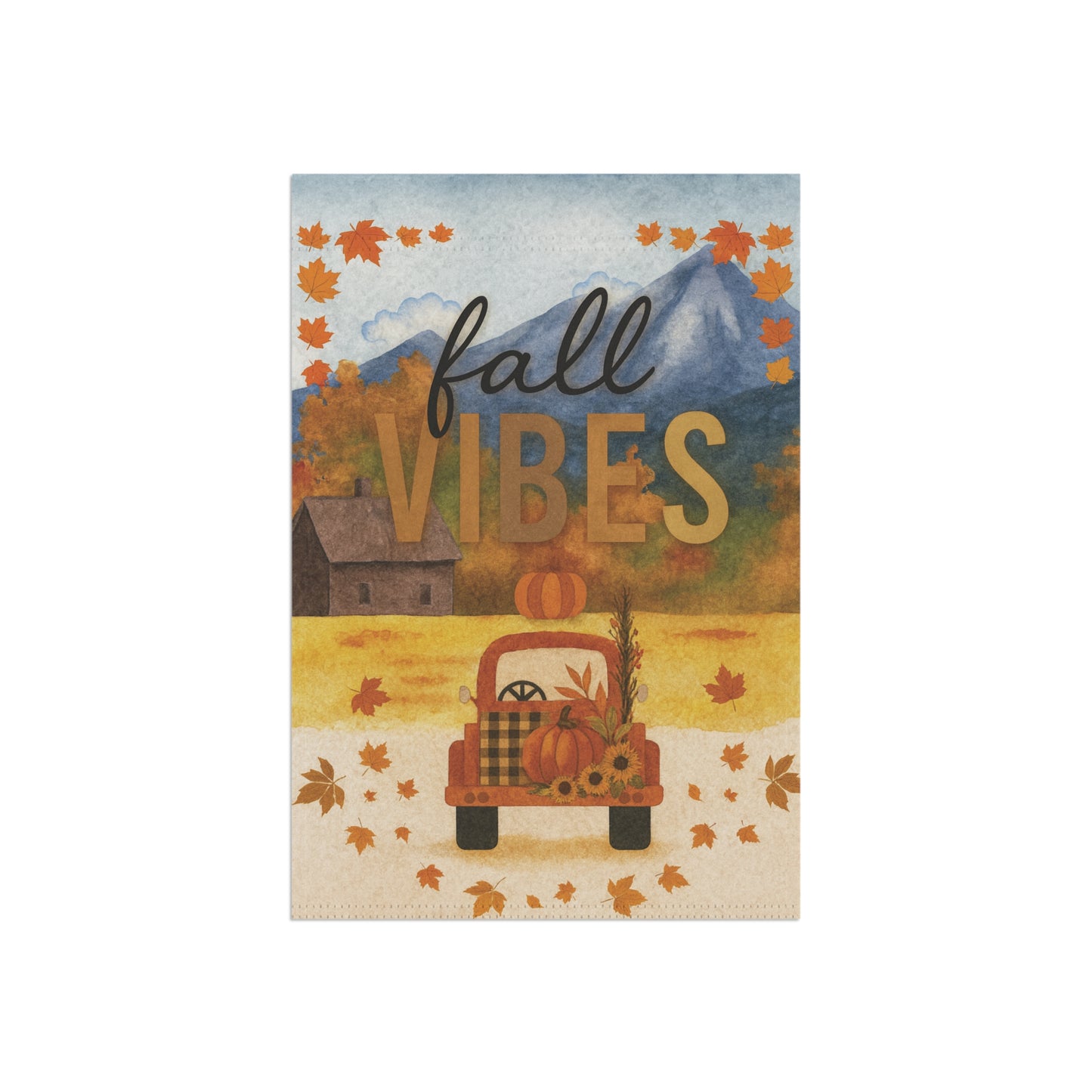 Fall Vibes Flag – Pumpkin Truck Garden Banner & House Flag | Rustic Autumn Outdoor Décor